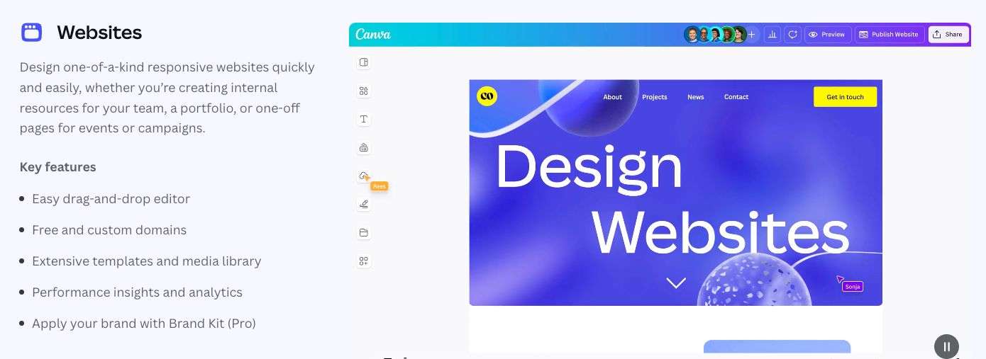 Website in Canva Visual Suite