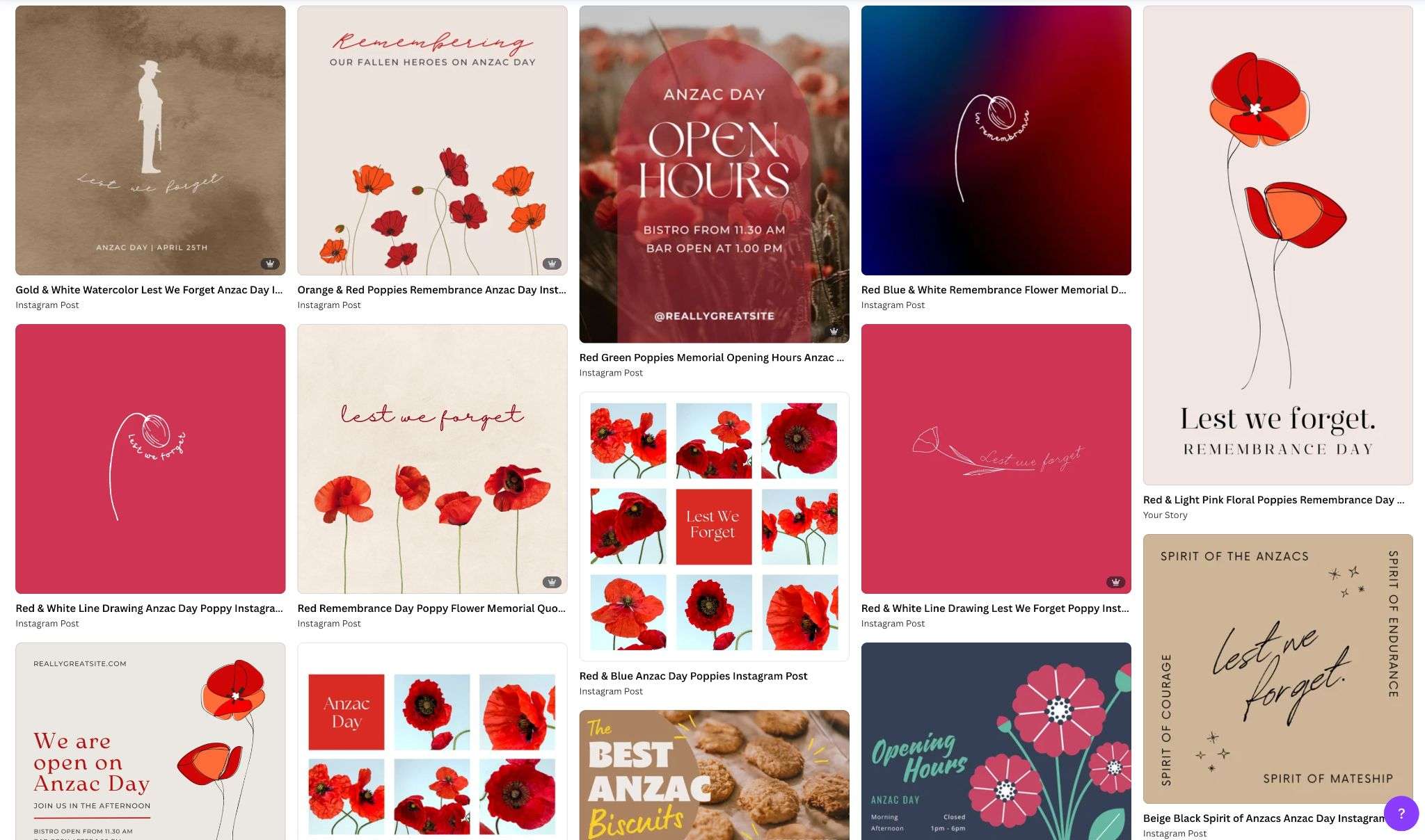 Anzac Day Canva Templates Collection by Socially Sorted 