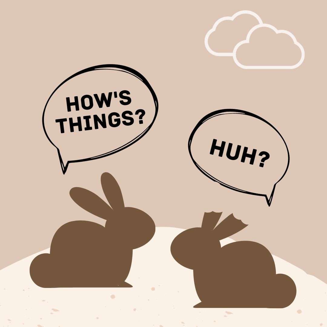 Brown Chocolate Bunny Easter Joke Animated Social Media Canva Template by Socially Sorted