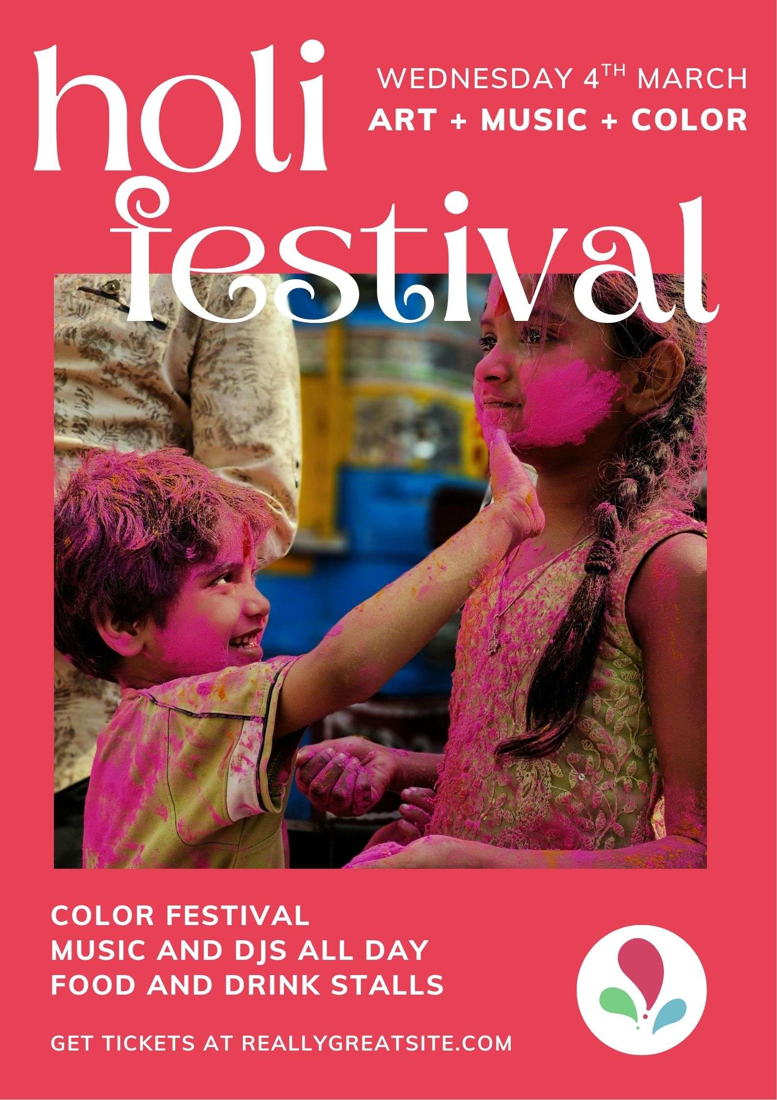 Colorful Red Holi Festival Poster