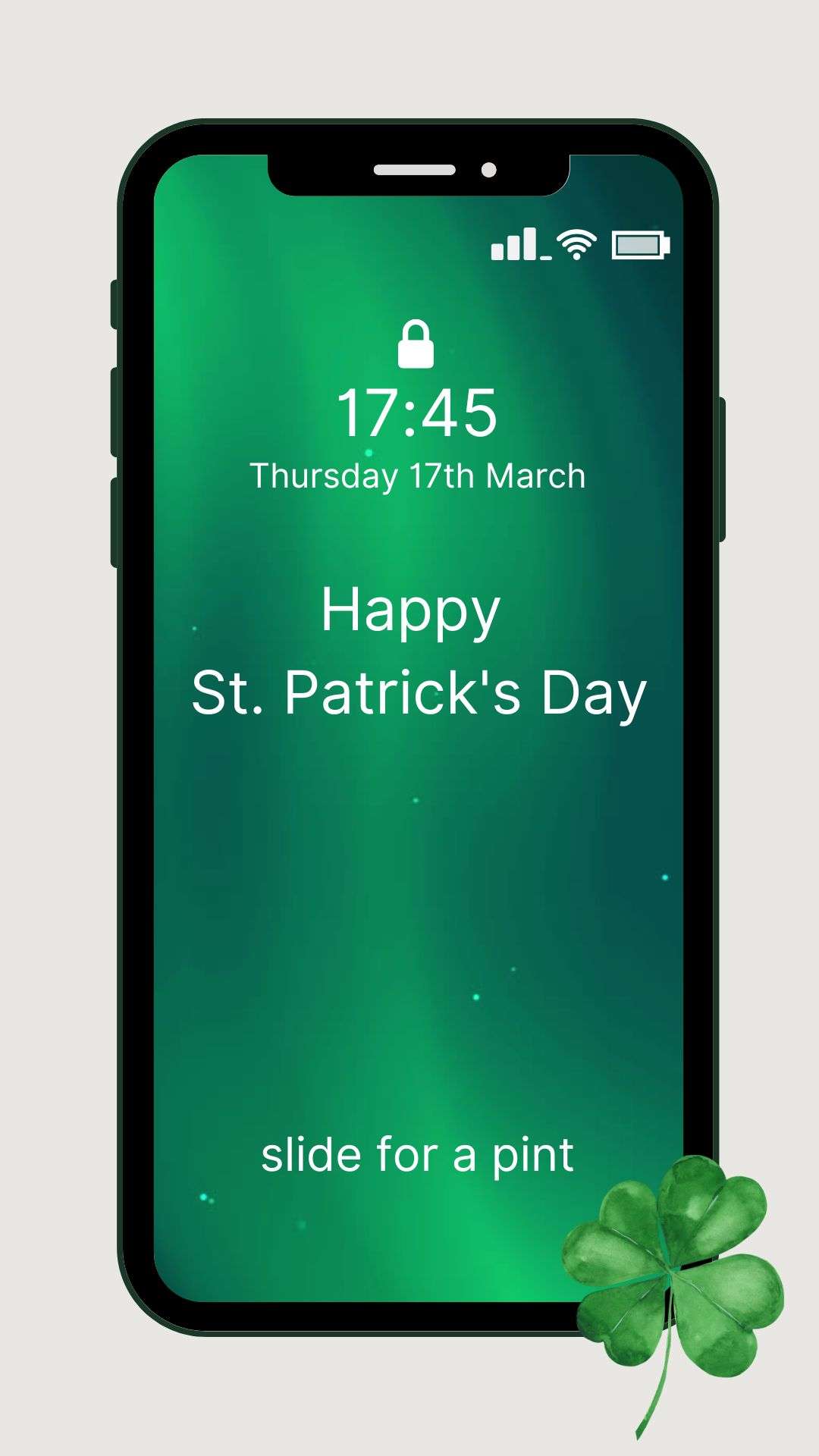 Green Phone Mockup St Patrick's Day Canva Template