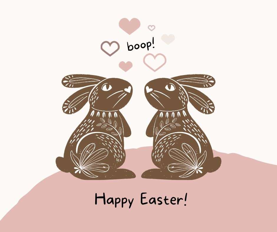Pink Brown Boop Love Bunny Animated Happy Easter Facebook Post by Socially Sorted