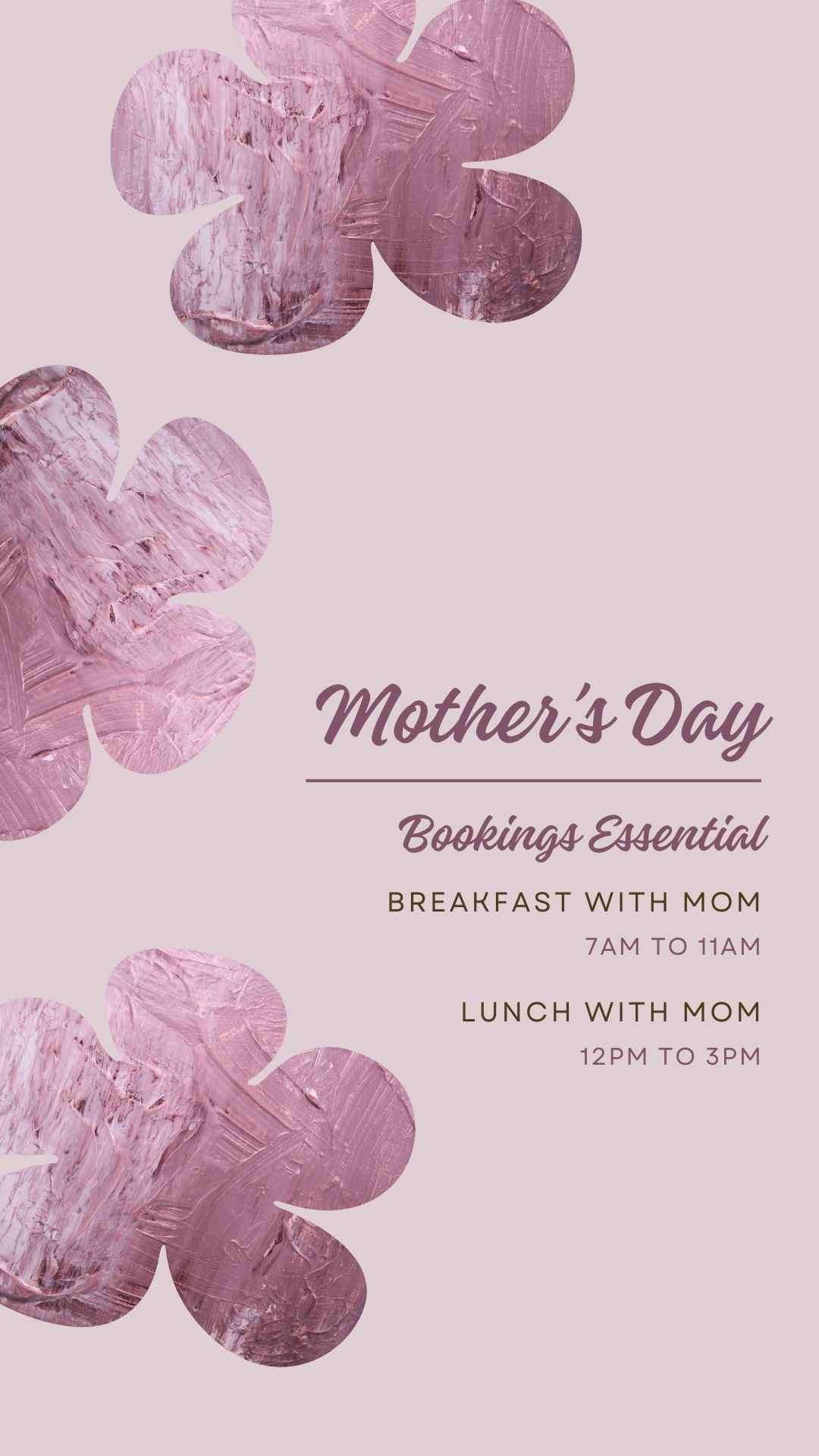 Elegant Pink Hand Painted Flowers Restaurant Mother's Day Instagram Story Canva Template