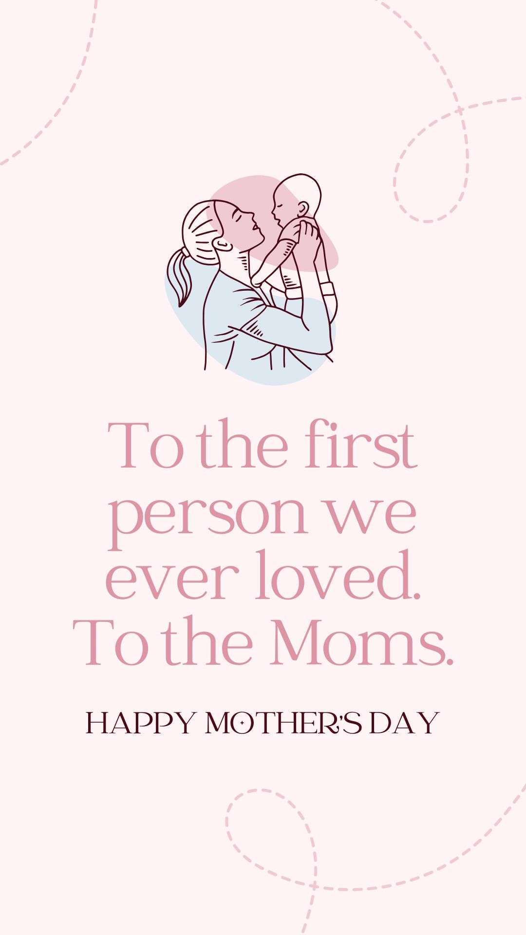 Pastel Pink and Blue Mom Love Happy Mother's Day Instagram Story