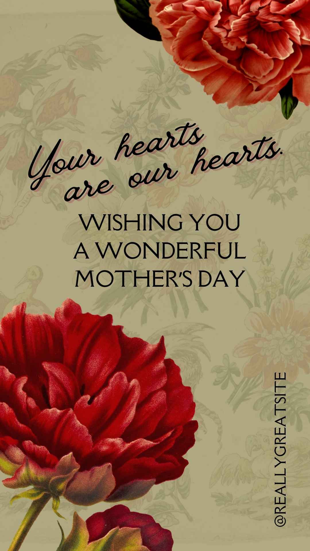 Red Green Animated Vintage Floral Greeting Mother's Day Instagram Story