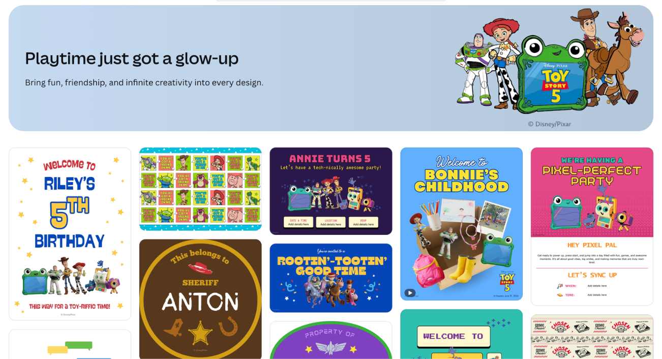 Canva Templates for Toy Story