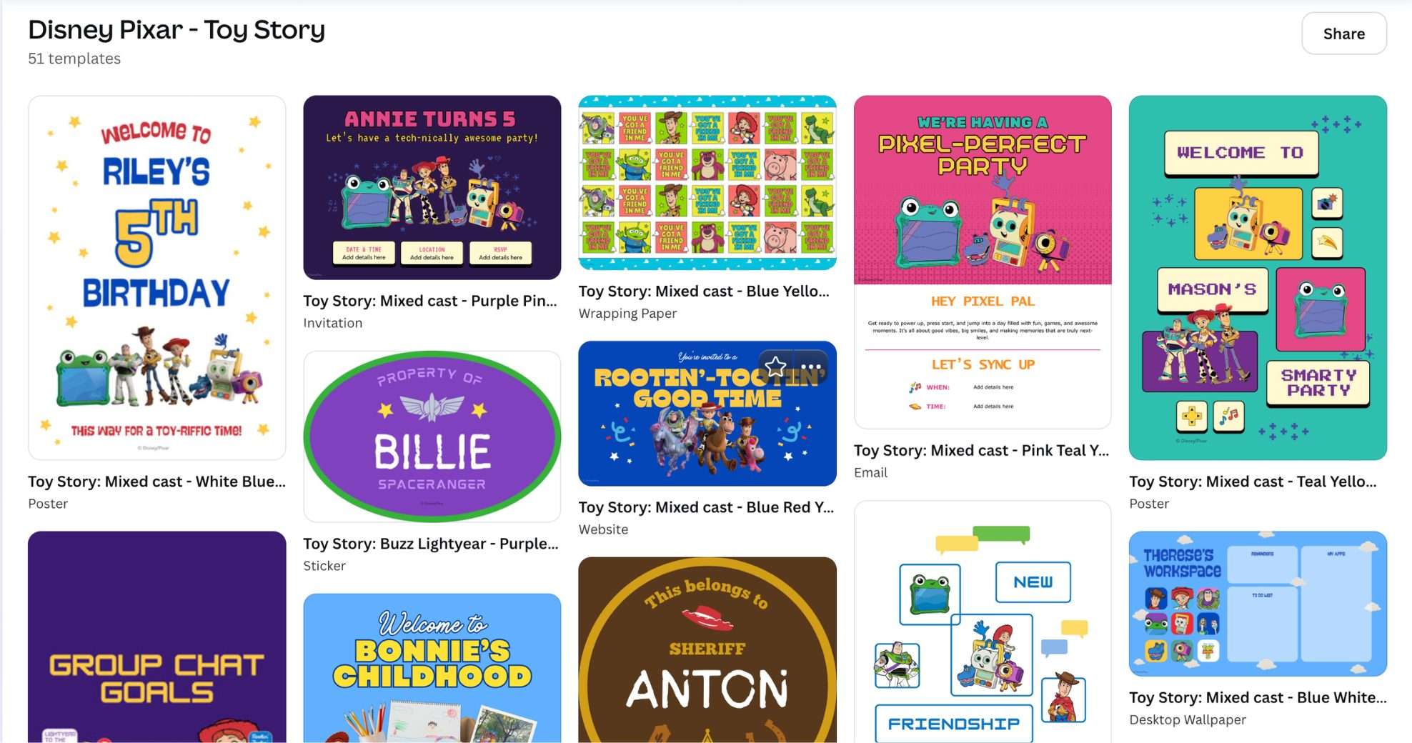 Toy Story Printables in Canva