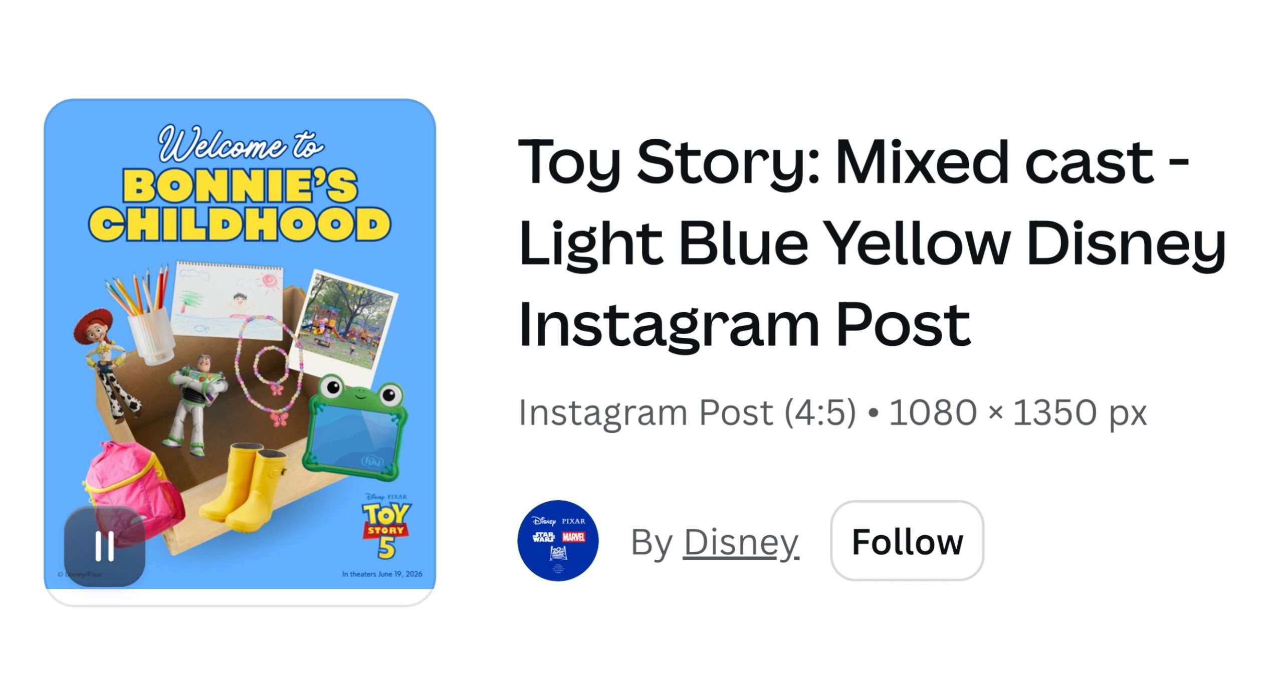 Toy Story Social Media Templates in Canva